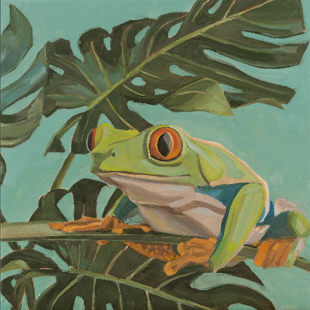 Frosch Unikat, Ölfarbe auf Leinwand, 40 x 40 cm
