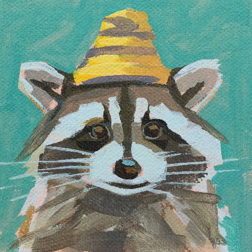 Pocket Art, Fine Art Print on handmade paper in frame, 10 x 10 cm, Woolen hat wearer