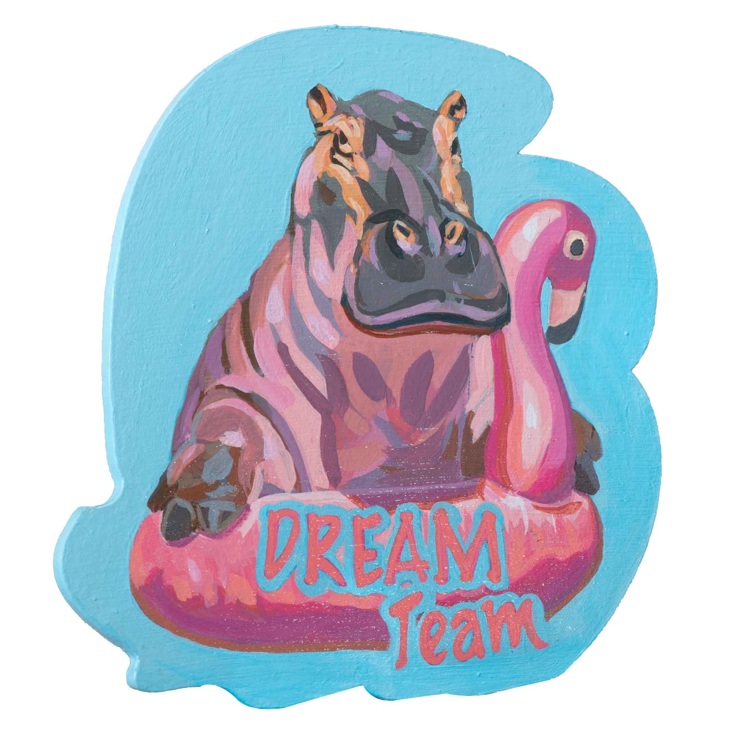 Dream Team, unique, retro sign, acrylic paint on MDF, 17 x 17 cm