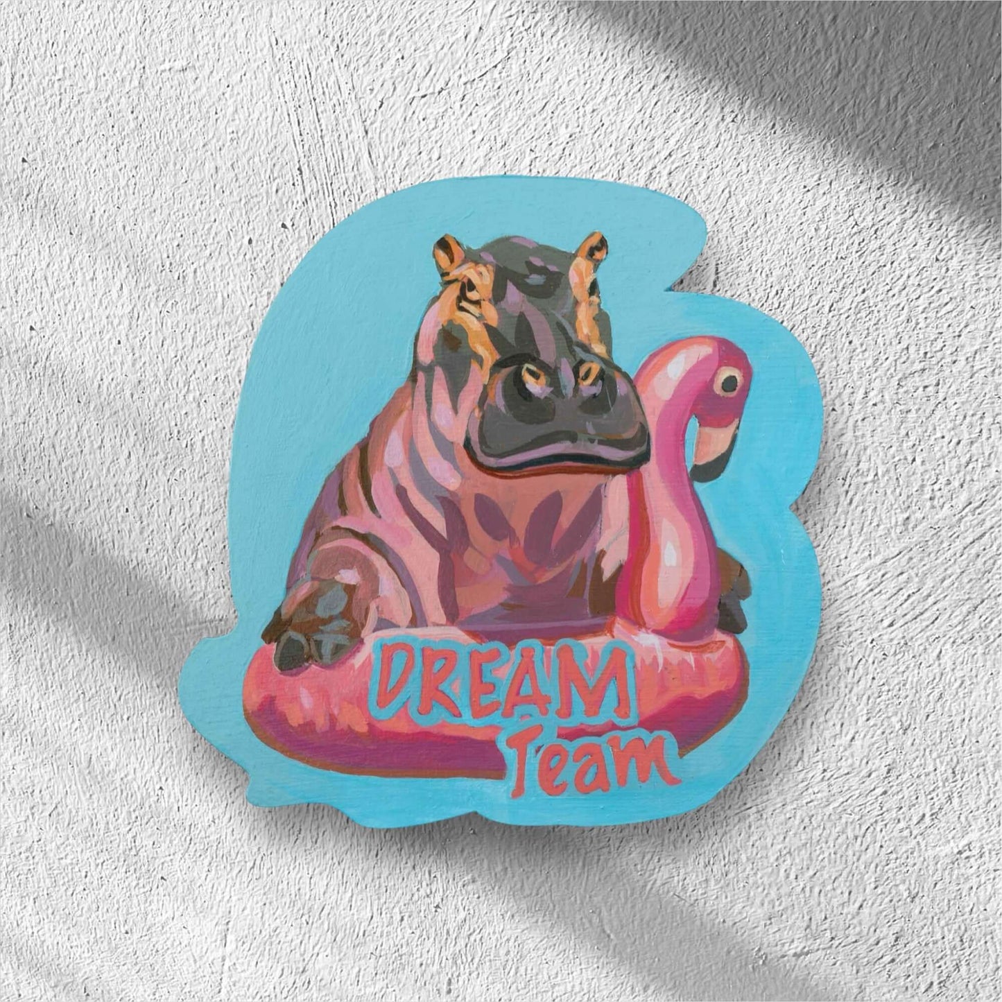 Dream Team, unique, retro sign, acrylic paint on MDF, 17 x 17 cm