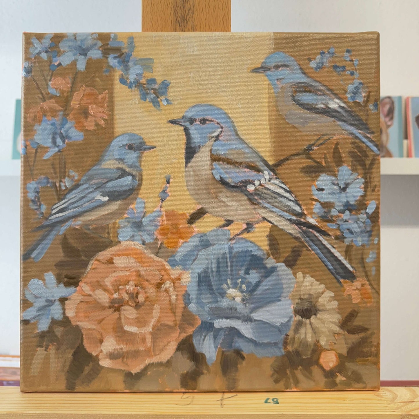 Flowers, unique, oil painting on canvas, hand-painted single piece, 30 x 30 cm