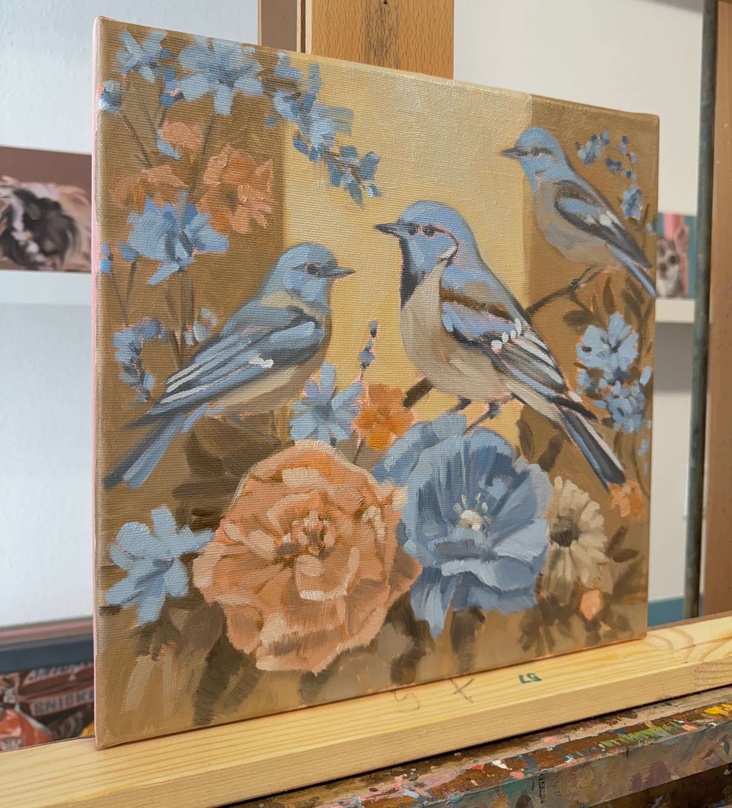 Flowers, unique, oil painting on canvas, hand-painted single piece, 30 x 30 cm