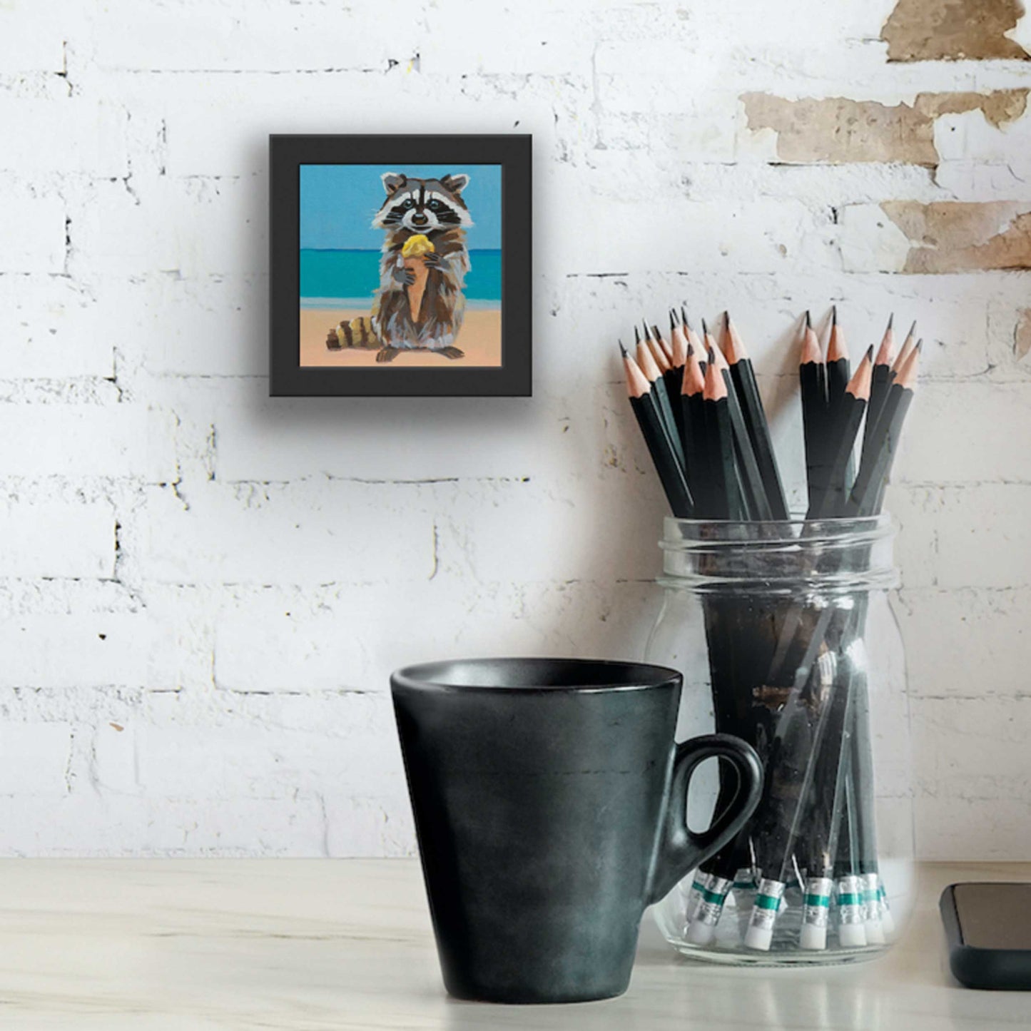 Pocket Art, Fine Art Print auf Büttenpapier im Rahmen, 10 x 10 cm, Leckermäulchen
