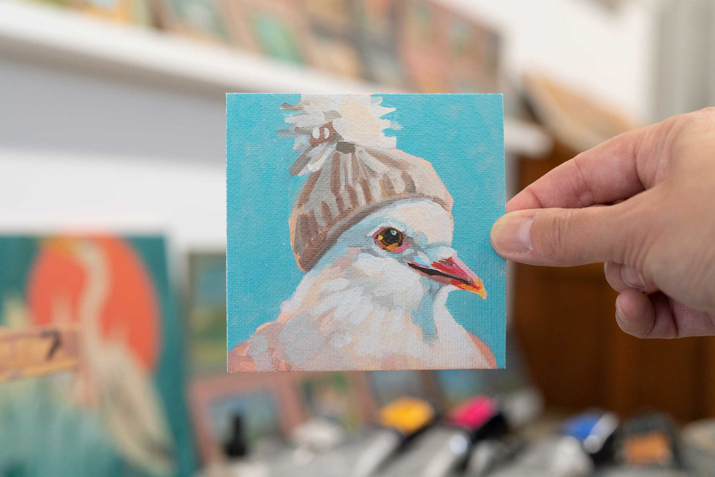 Pocket Art, Fine Art Print on handmade paper in frame, 10 x 10 cm, Malte