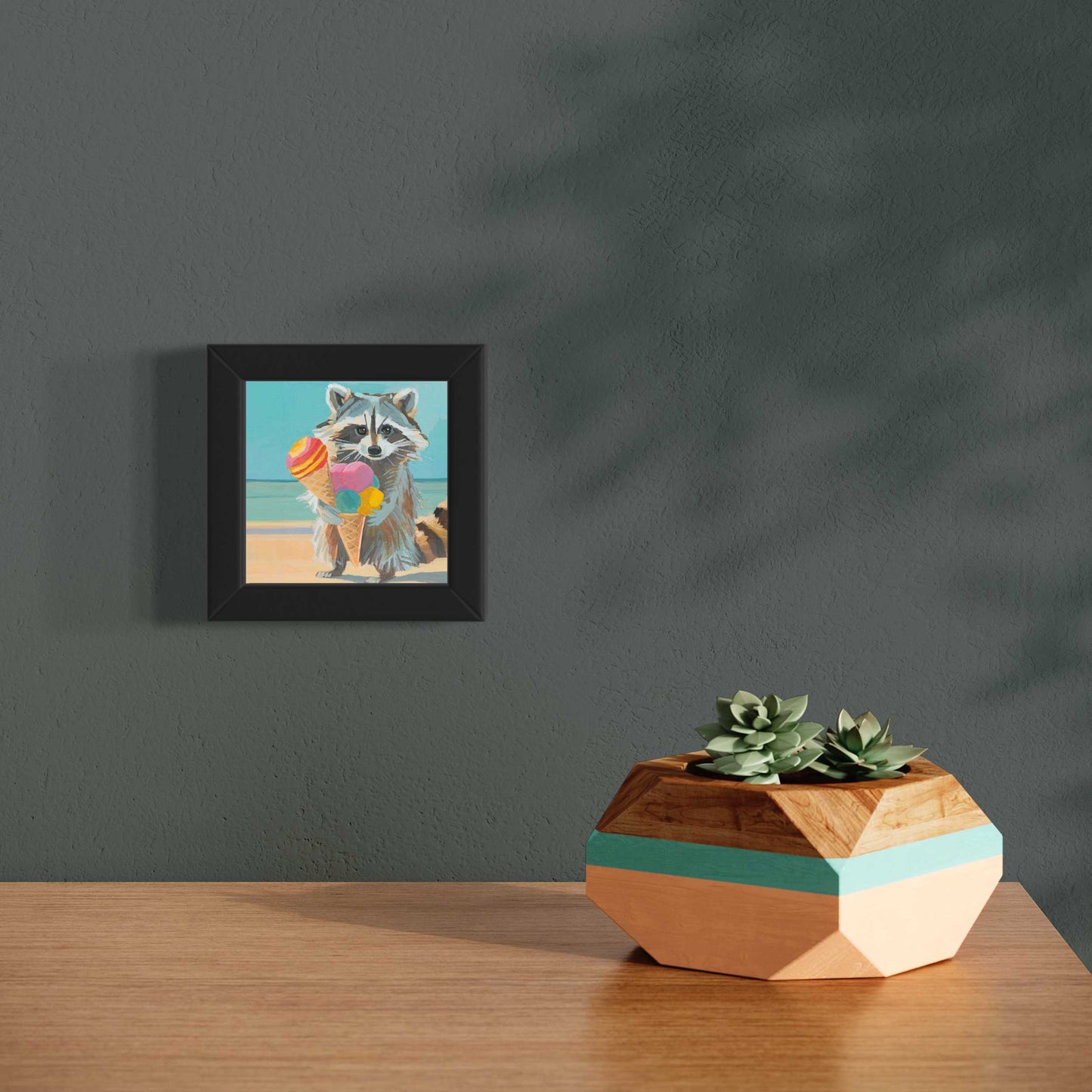 Pocket Art, Fine Art Print on handmade paper in frame, 10 x 10 cm, Ice Cream