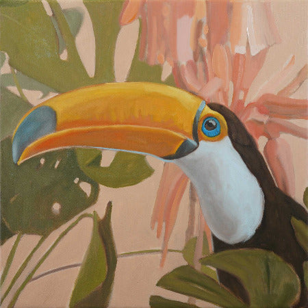 Toucan, unique piece, oil paint on canvas, 40 x 40 cm