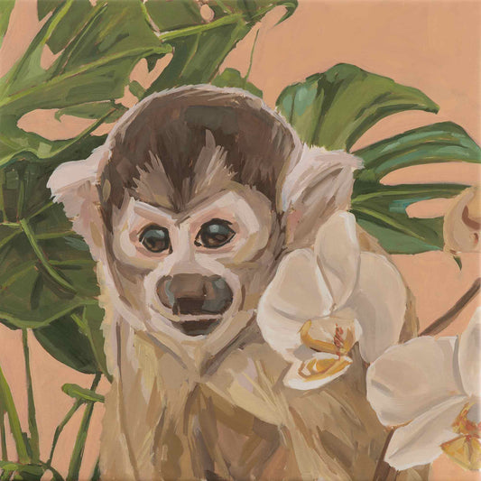 Monkey, oil paint on canvas, 40 x 40 cm