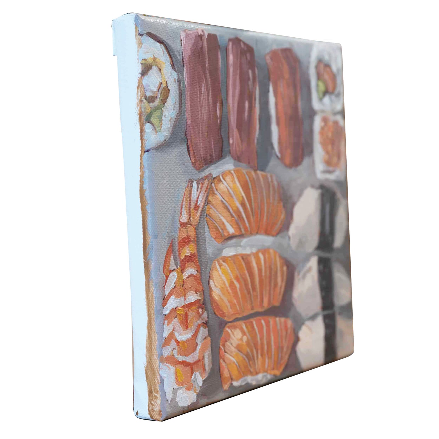 Sushi, Unikat, Ölfarbe auf Leinwand, 20 x 20 cm