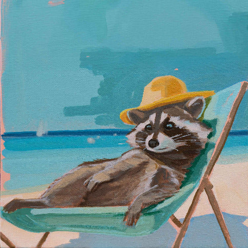 Pocket Art, Fine Art Print on handmade paper in frame, 10 x 10 cm, beach holiday