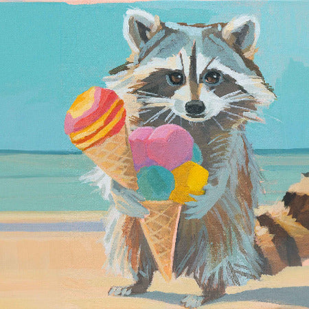 Pocket Art, Fine Art Print on handmade paper in frame, 10 x 10 cm, Ice Cream