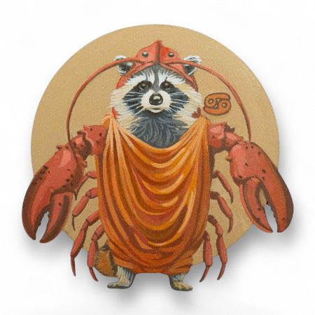 Zodiac sign Cancer, unique, retro sign, acrylic paint on MDF, 20 x 20 cm