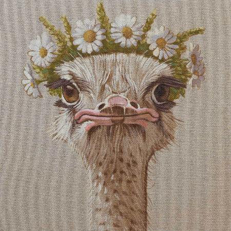 Original, acrylic paint on canvas, 30x30 cm, Nandu with flowers