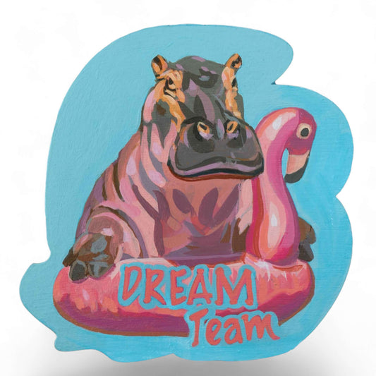 Dream Team, unique, retro sign, acrylic paint on MDF, 17 x 17 cm