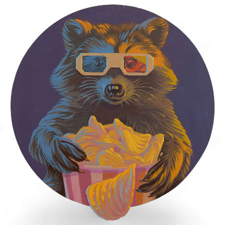 Special Effects Raccoon, unique, retro sign, acrylic paint on MDF, 37 x 34 cm