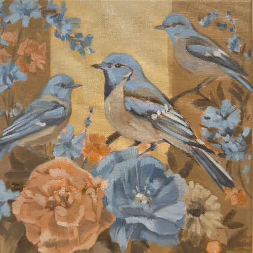 Flowers, unique, oil painting on canvas, hand-painted single piece, 30 x 30 cm