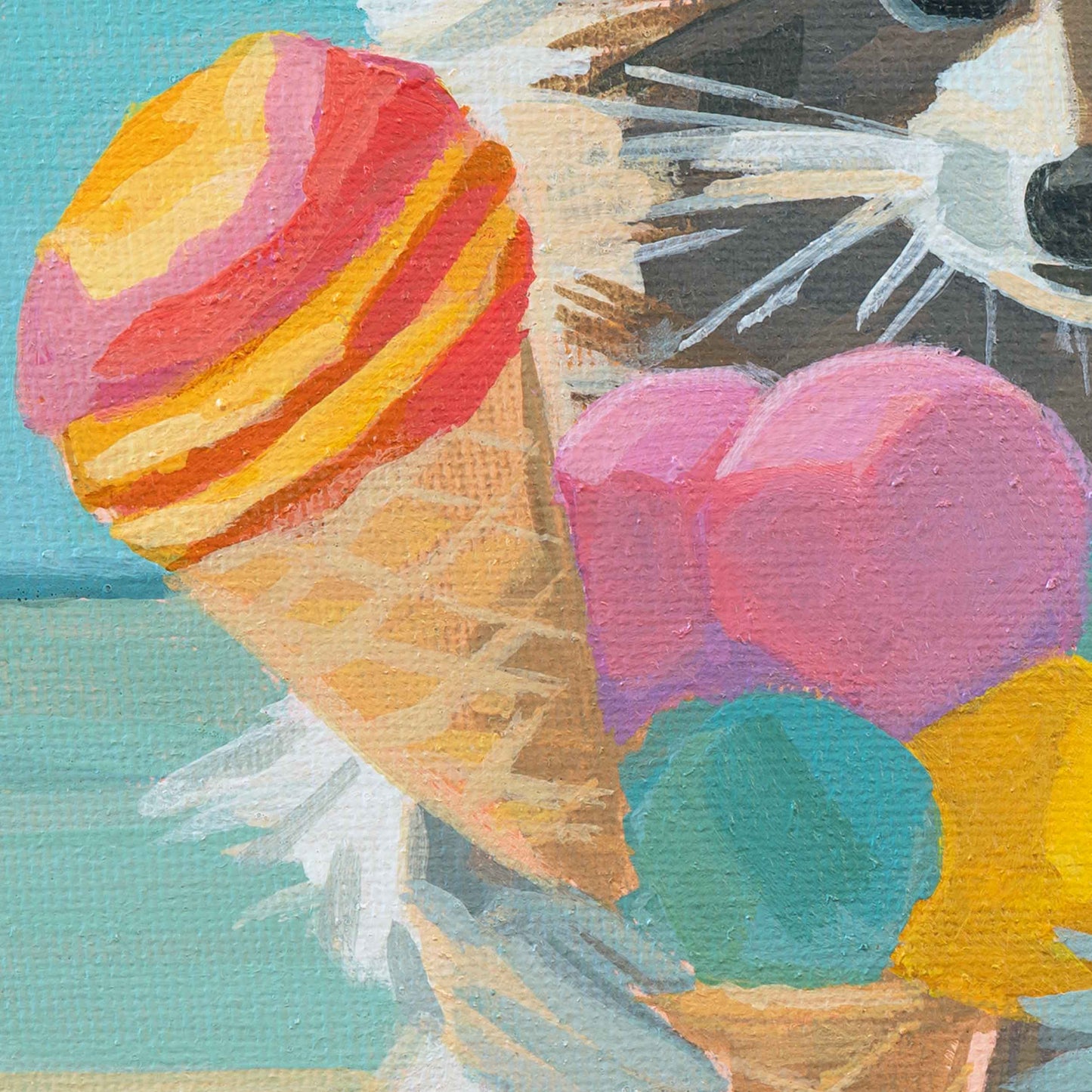 Pocket Art, Fine Art Print on handmade paper in frame, 10 x 10 cm, Ice Cream