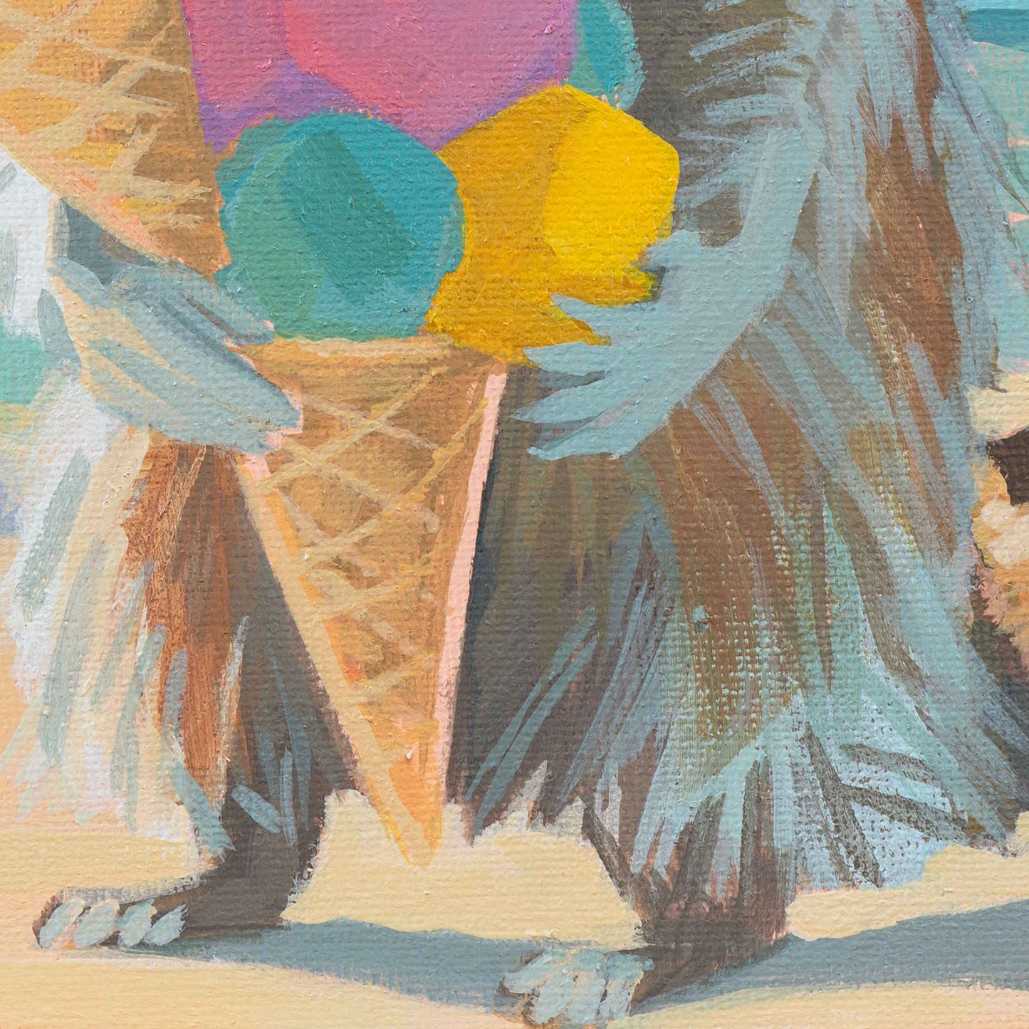 Pocket Art, Fine Art Print on handmade paper in frame, 10 x 10 cm, Ice Cream