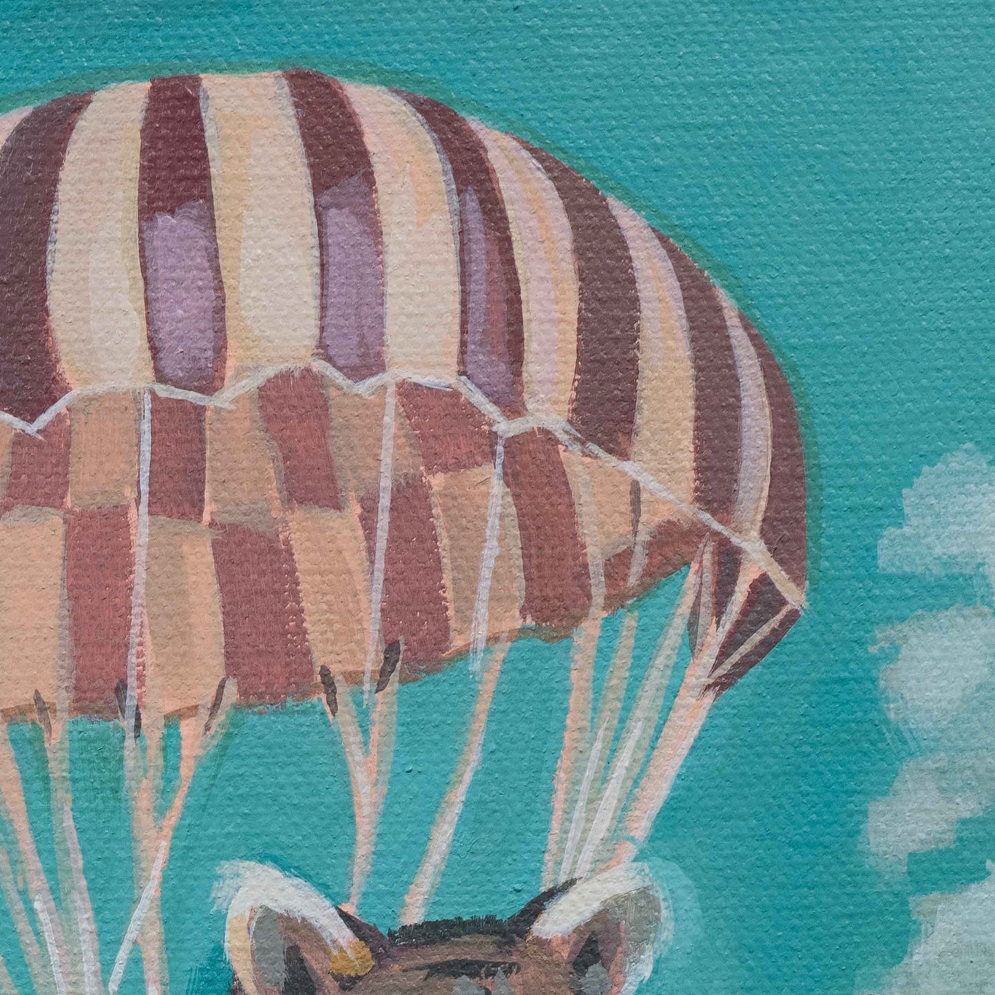 Pocket Art, Fine Art Print on handmade paper in frame, 10 x 10 cm, Parachutist