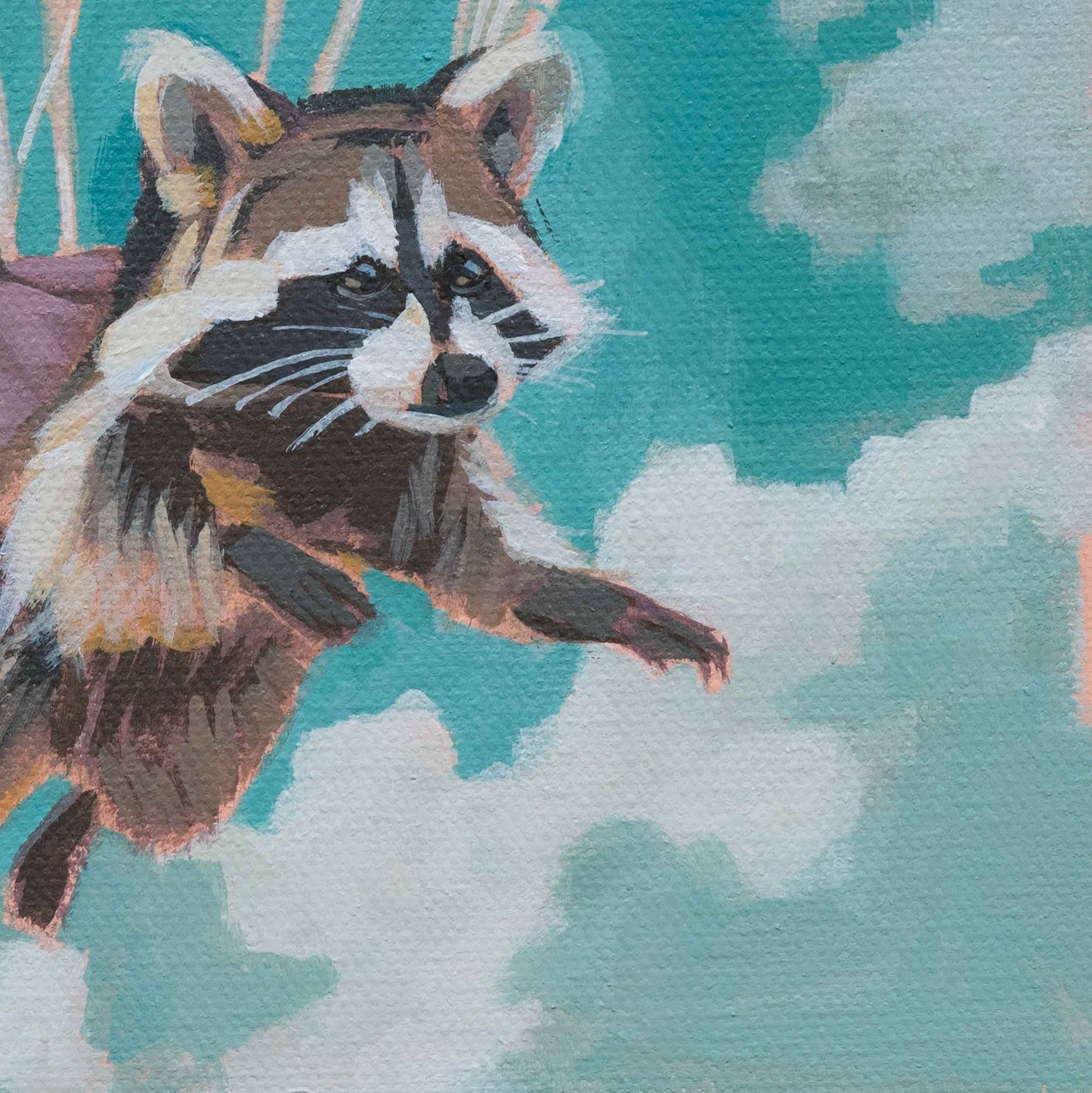 Pocket Art, Fine Art Print on handmade paper in frame, 10 x 10 cm, Parachutist