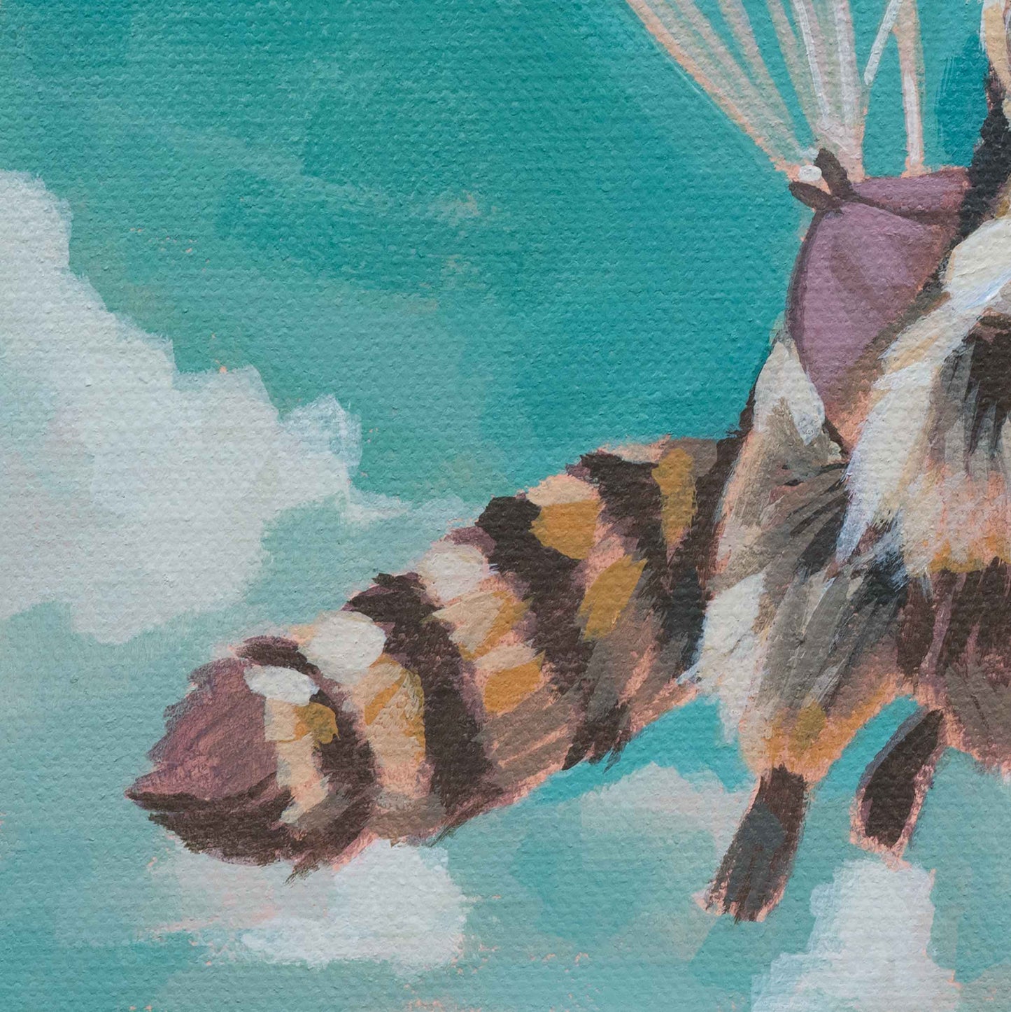 Pocket Art, Fine Art Print on handmade paper in frame, 10 x 10 cm, Parachutist