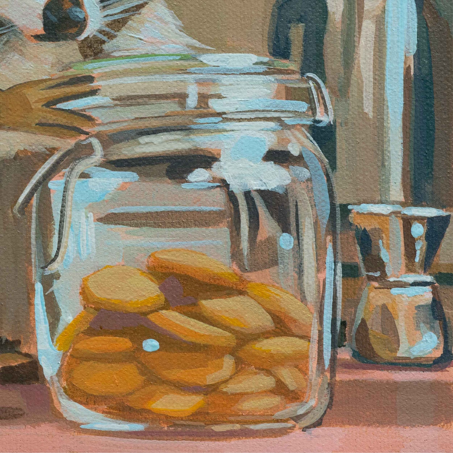 Pocket Art, Fine Art Print on handmade paper in frame, 10 x 10 cm, Cookie Thief