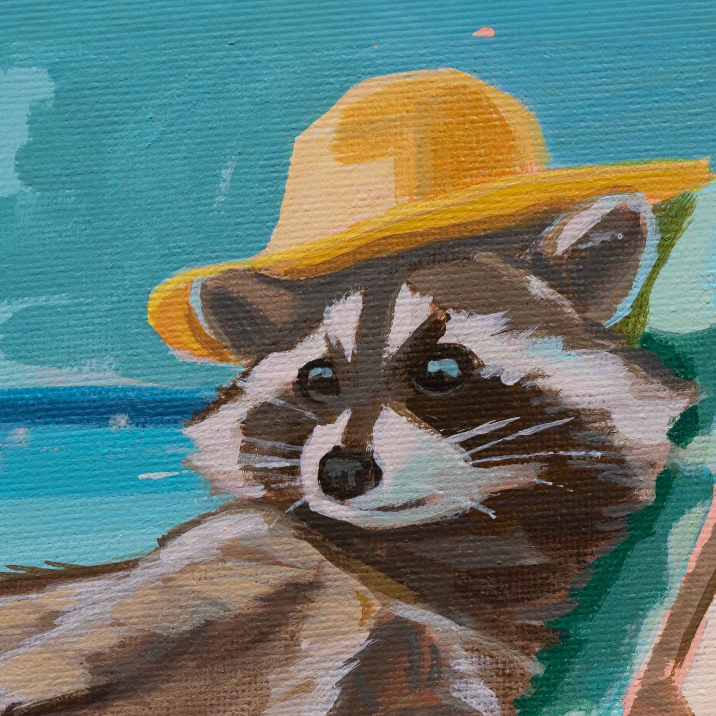 Pocket Art, Fine Art Print on handmade paper in frame, 10 x 10 cm, beach holiday