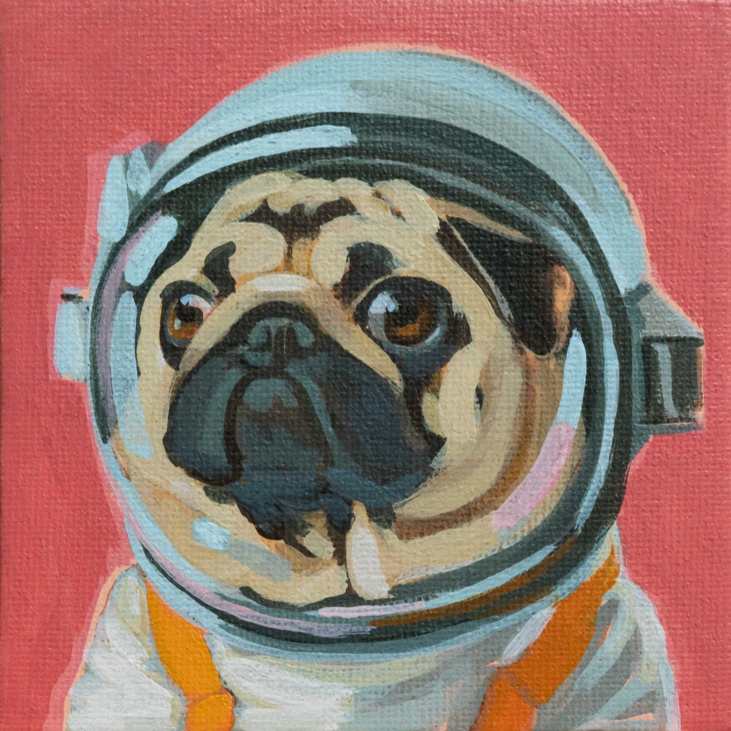 Pocket Art, Fine Art Print on handmade paper in frame, 10 x 10 cm, Space Hero