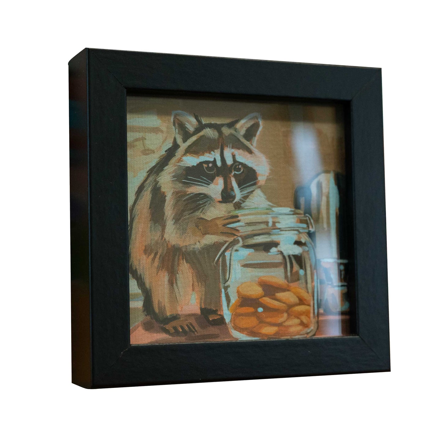 Pocket Art, Fine Art Print on handmade paper in frame, 10 x 10 cm, Cookie Thief