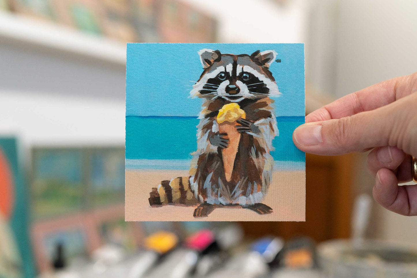 Pocket Art, Fine Art Print on handmade paper in frame, 10 x 10 cm, Leckermäulchen