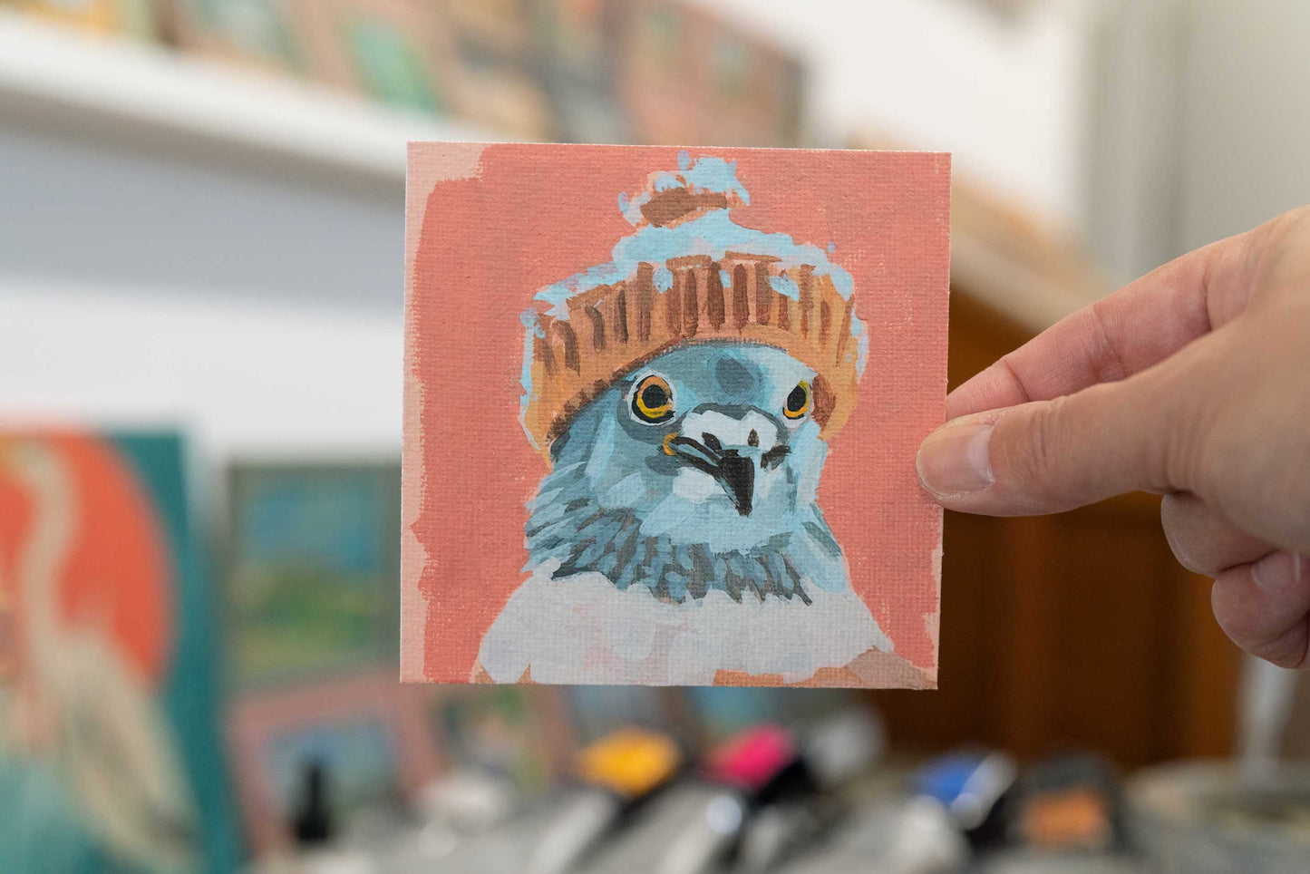 Pocket Art, Fine Art Print on handmade paper in frame, 10 x 10 cm, Uli