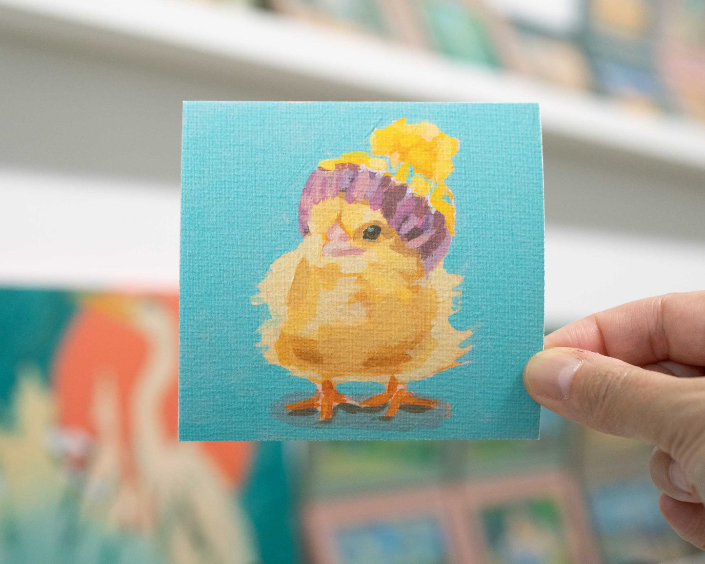 Pocket Art, Fine Art Print on handmade paper in frame, 10 x 10 cm, Bibi