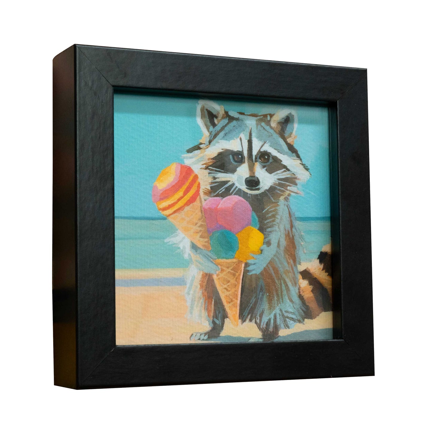 Pocket Art, Fine Art Print on handmade paper in frame, 10 x 10 cm, Ice Cream