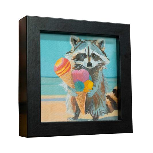 Pocket Art, Fine Art Print on handmade paper in frame, 10 x 10 cm, Ice Cream
