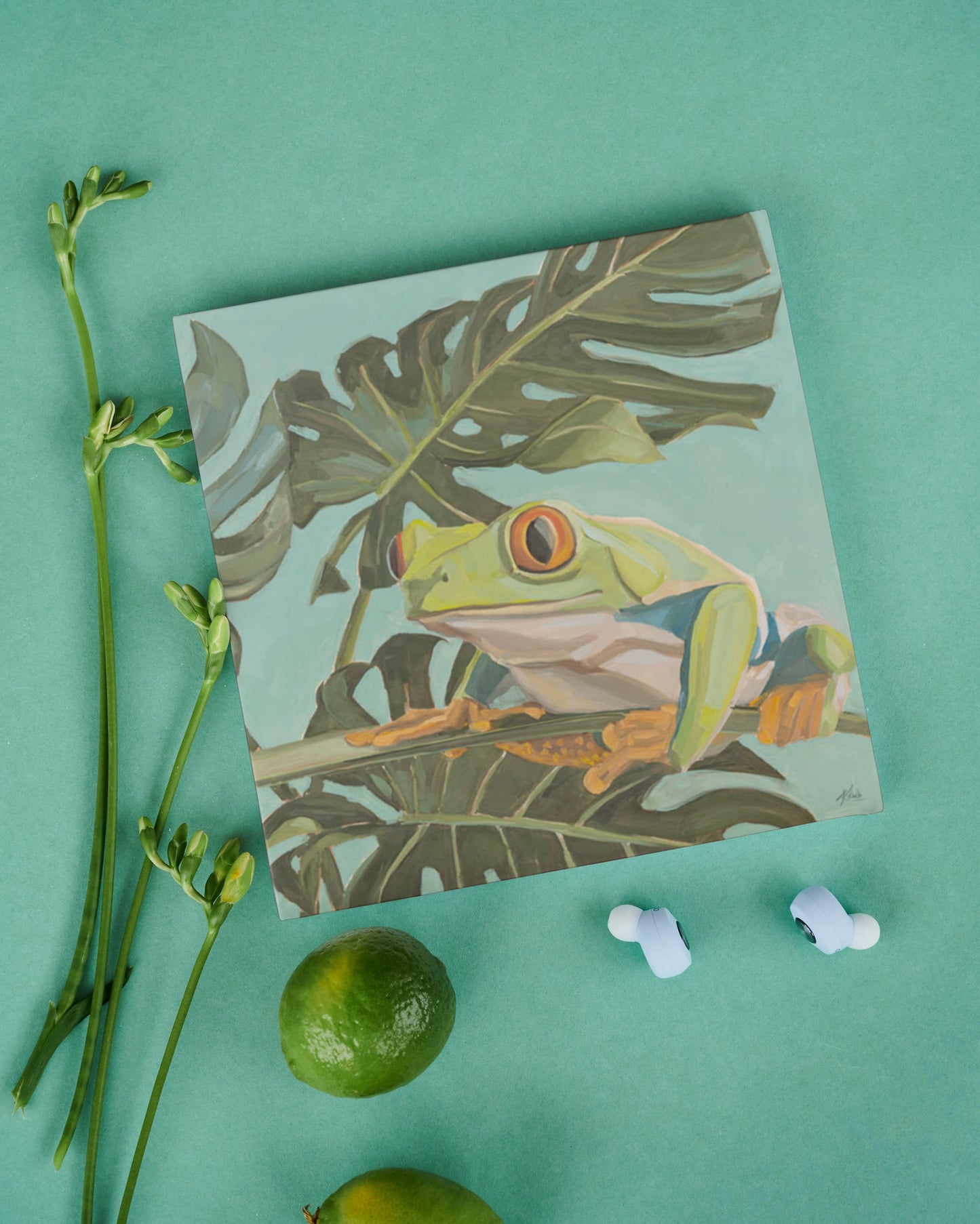 Art Card, red-eyed tree frog Lotte, 20x20 cm